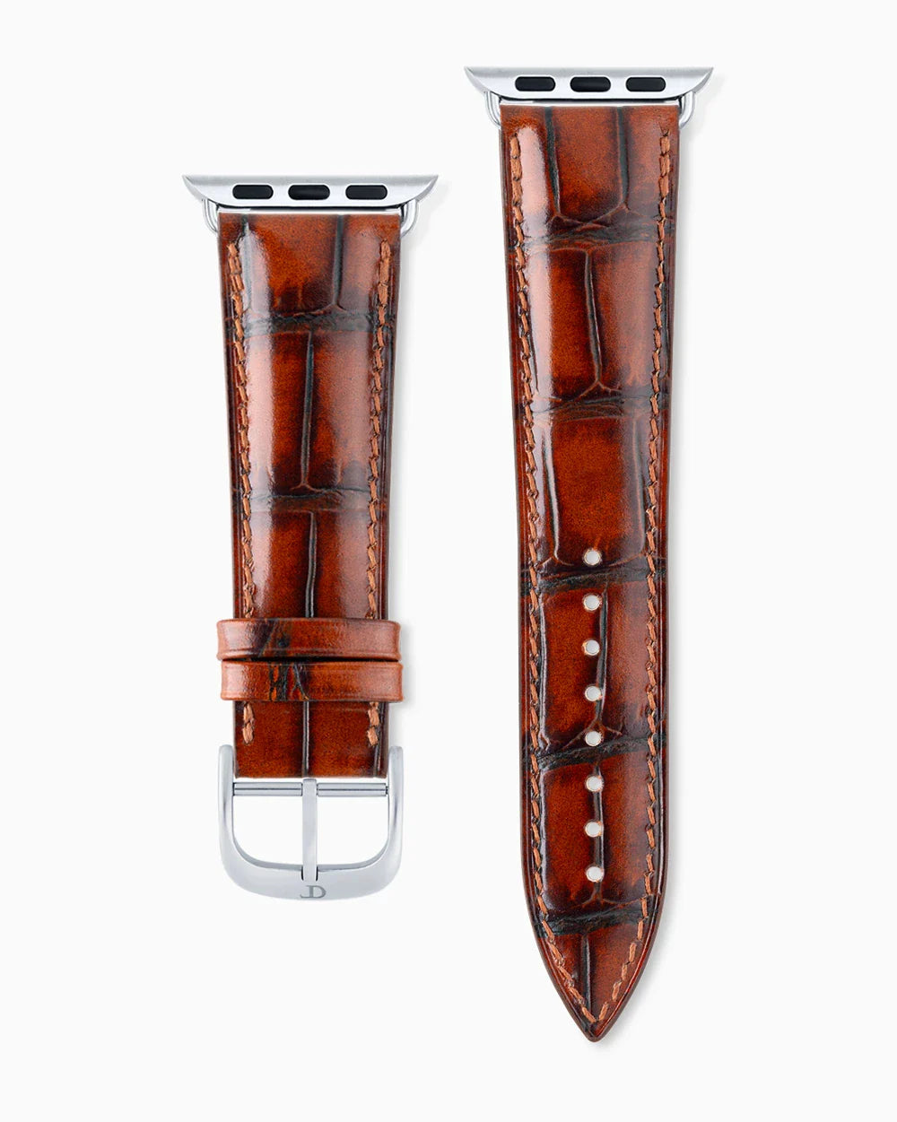 Caiman Series 3 luxury Apple Watch leather band straight from above
