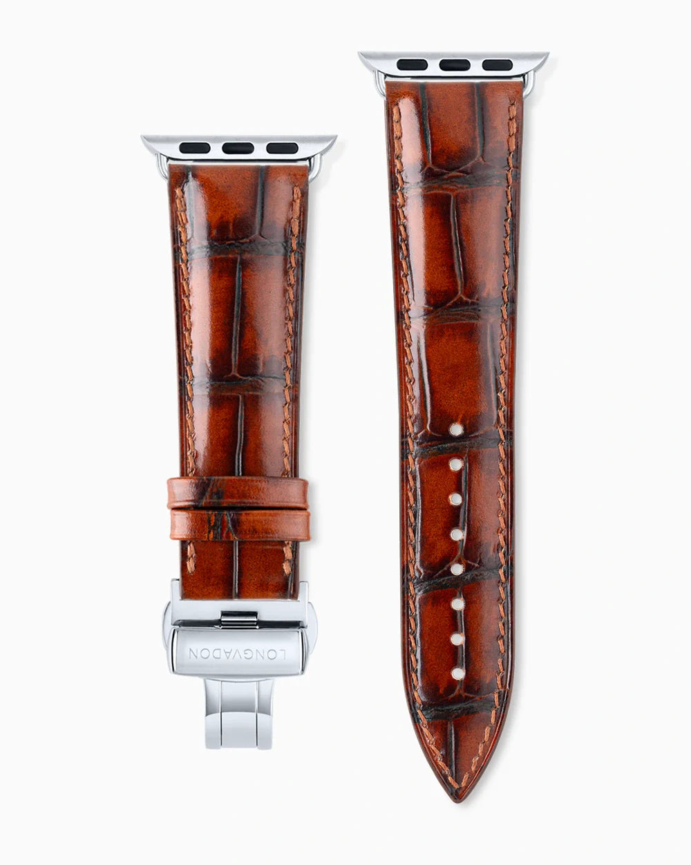 Caiman Series 3 luxury Apple Watch leather band straight from above