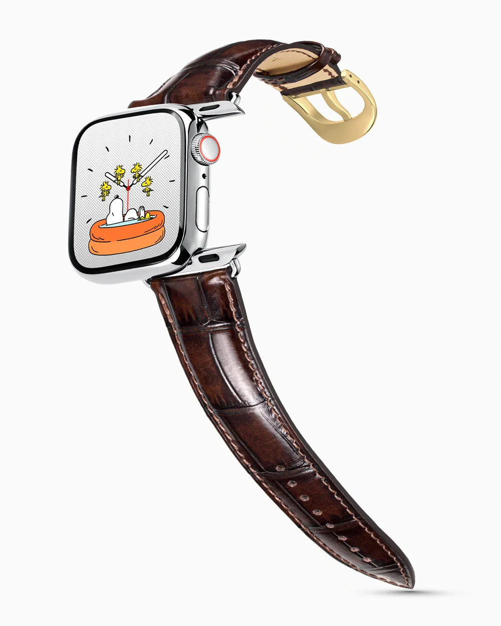 Caiman Series 3 luxury Apple Watch leather band on a Series 9 Apple Watch