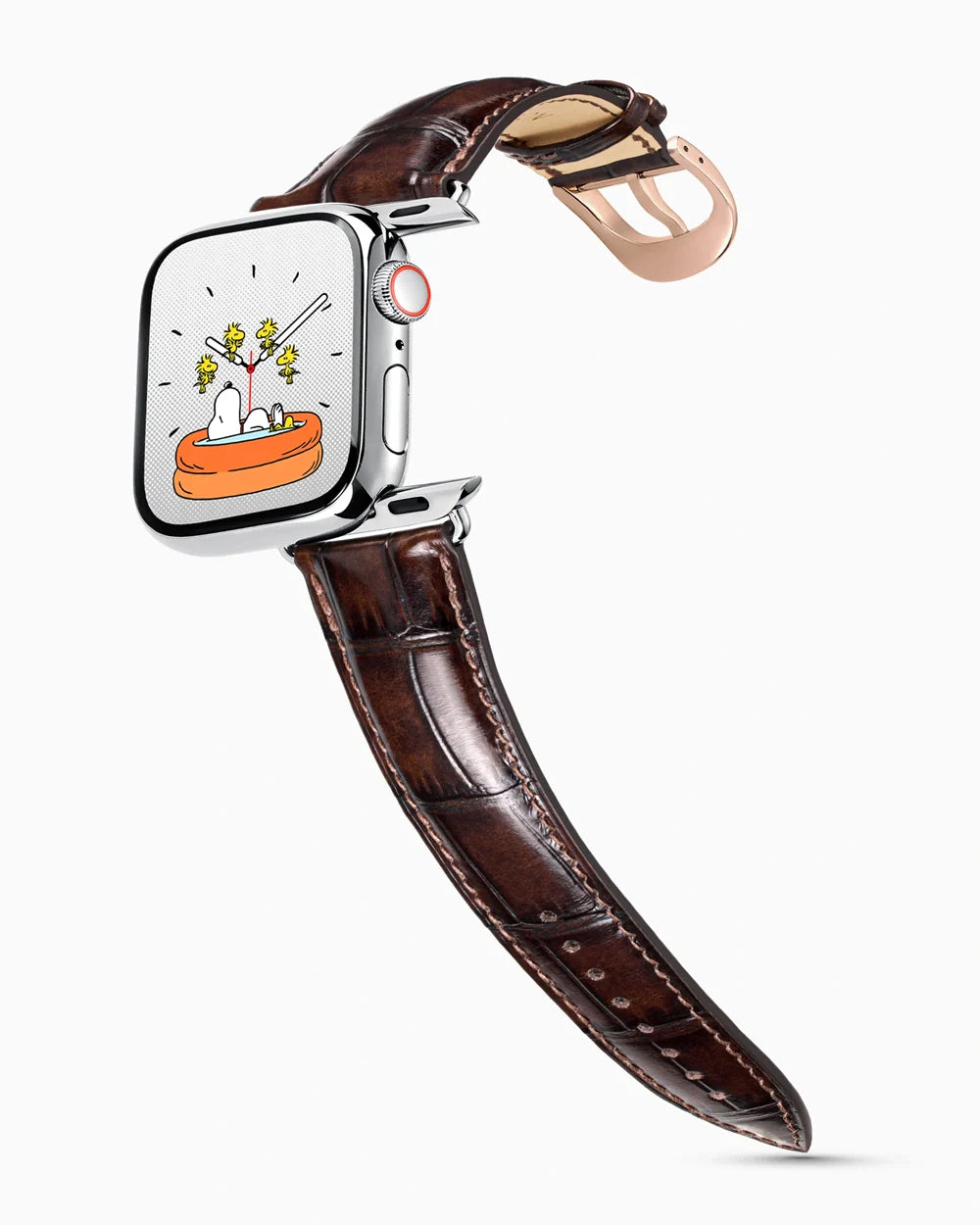 Caiman Series 3 luxury Apple Watch leather band on a Series 9 Apple Watch