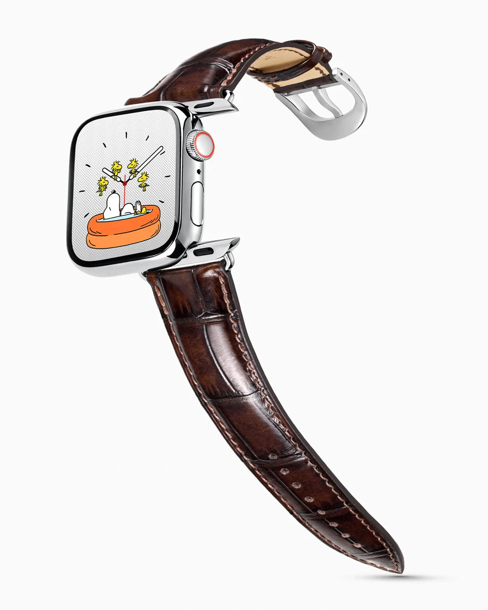 Caiman Series 3 luxury Apple Watch leather band on a Series 9 Apple Watch