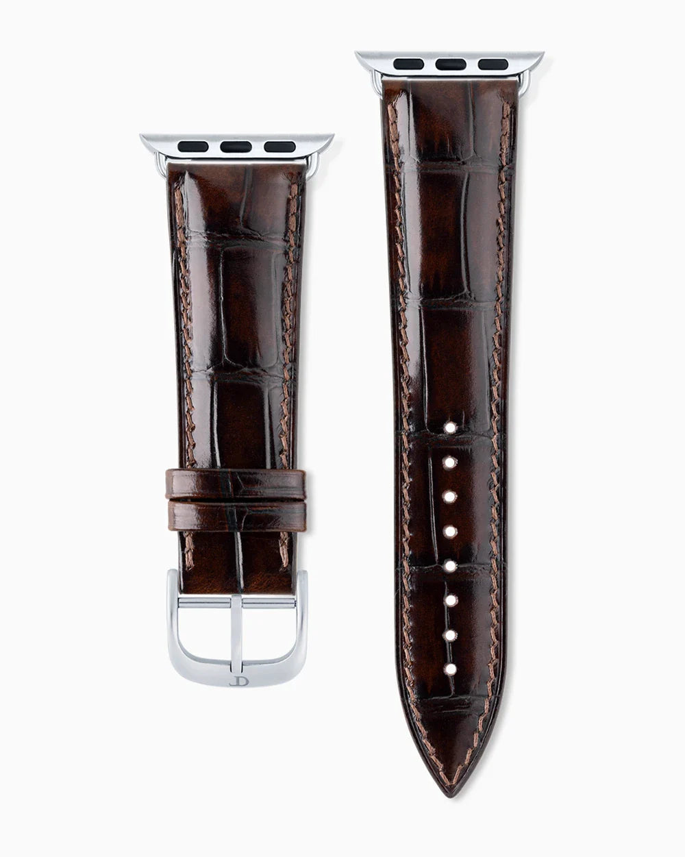 Caiman Series 3 luxury Apple Watch leather band straight from above