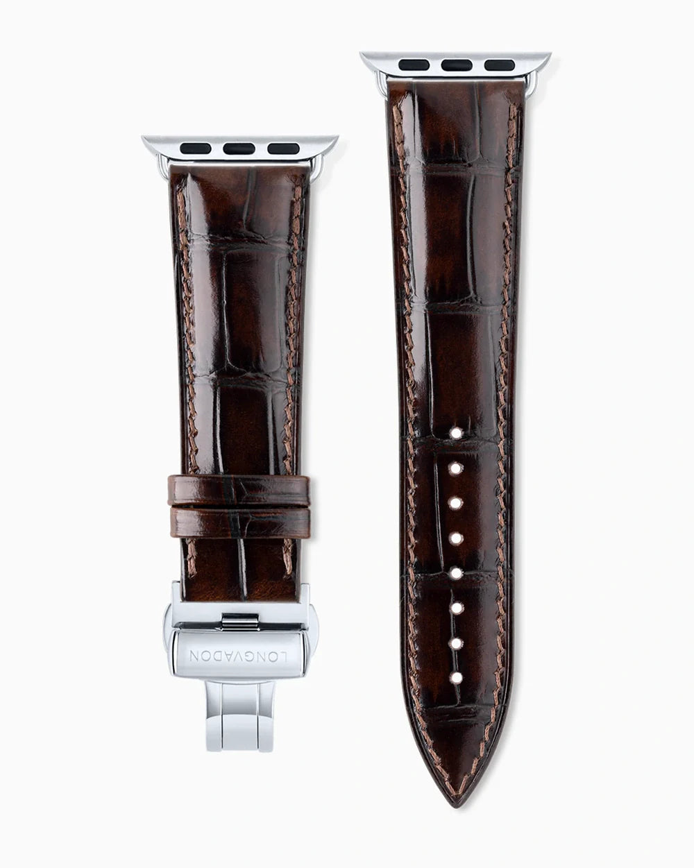 Caiman Series 3 luxury Apple Watch leather band straight from above