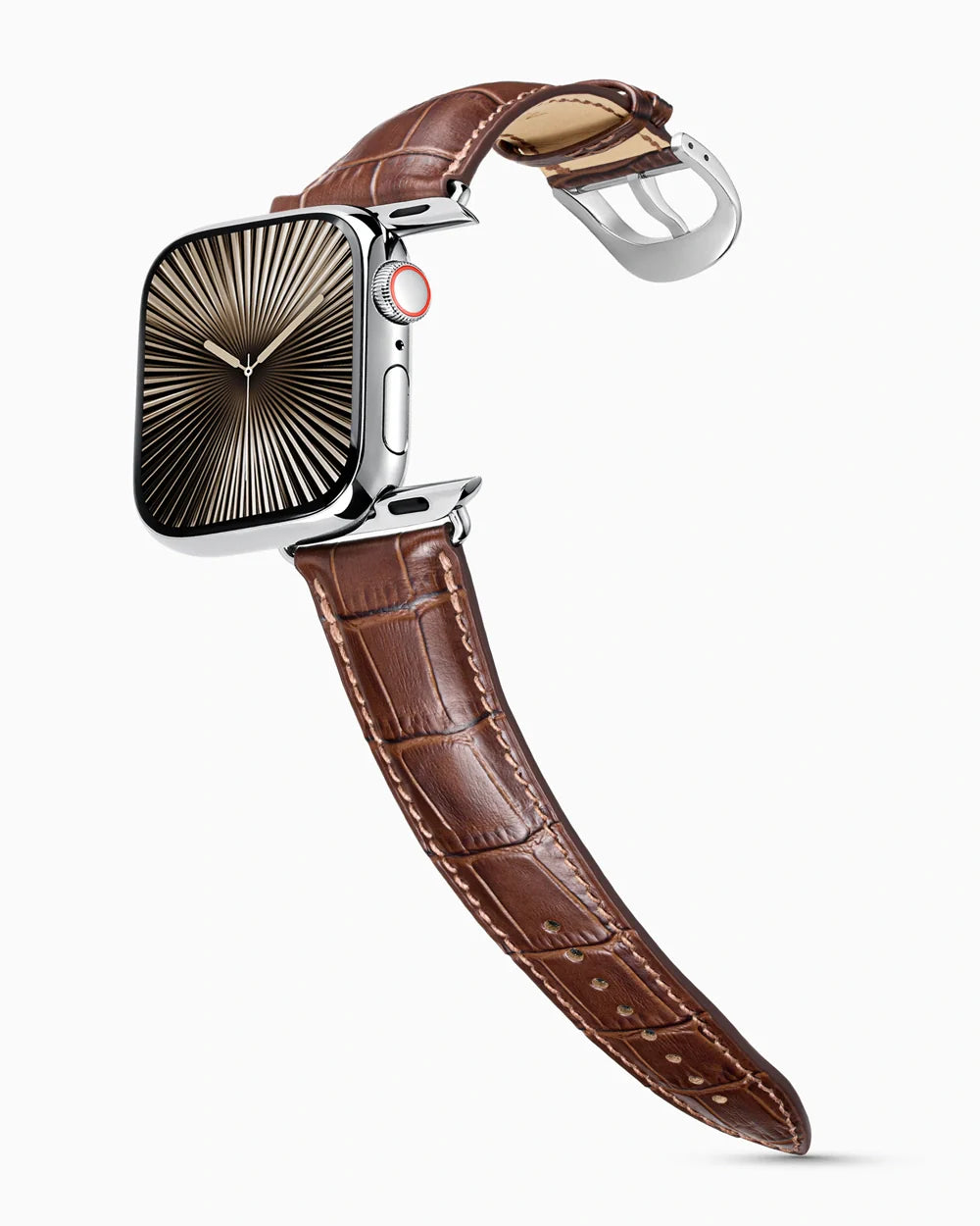 Caiman Series 3 luxury Apple Watch leather band on a Series 10 Apple Watch