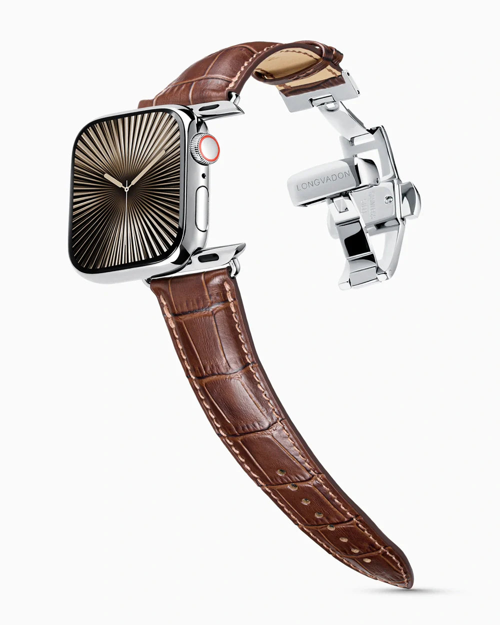 Caiman Series 3 luxury Apple Watch leather band on a Series 10 Apple Watch