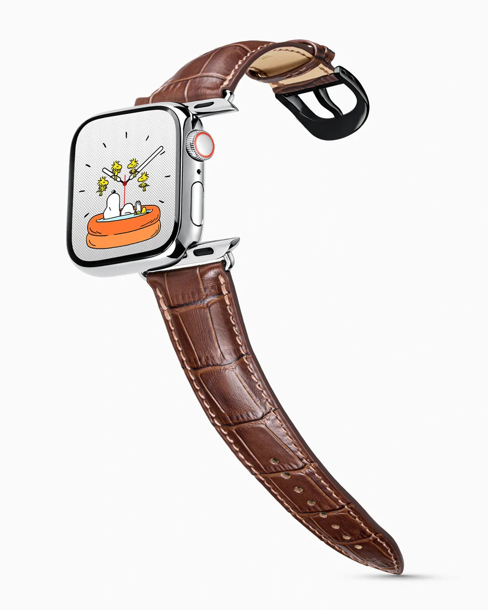 Caiman Series 3 luxury Apple Watch leather band on a Series 9 Apple Watch