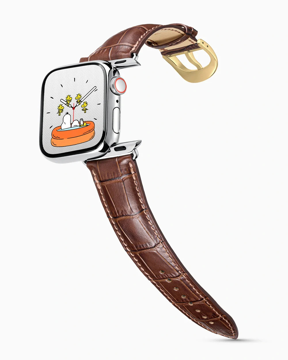 Caiman Series 3 luxury Apple Watch leather band on a Series 9 Apple Watch