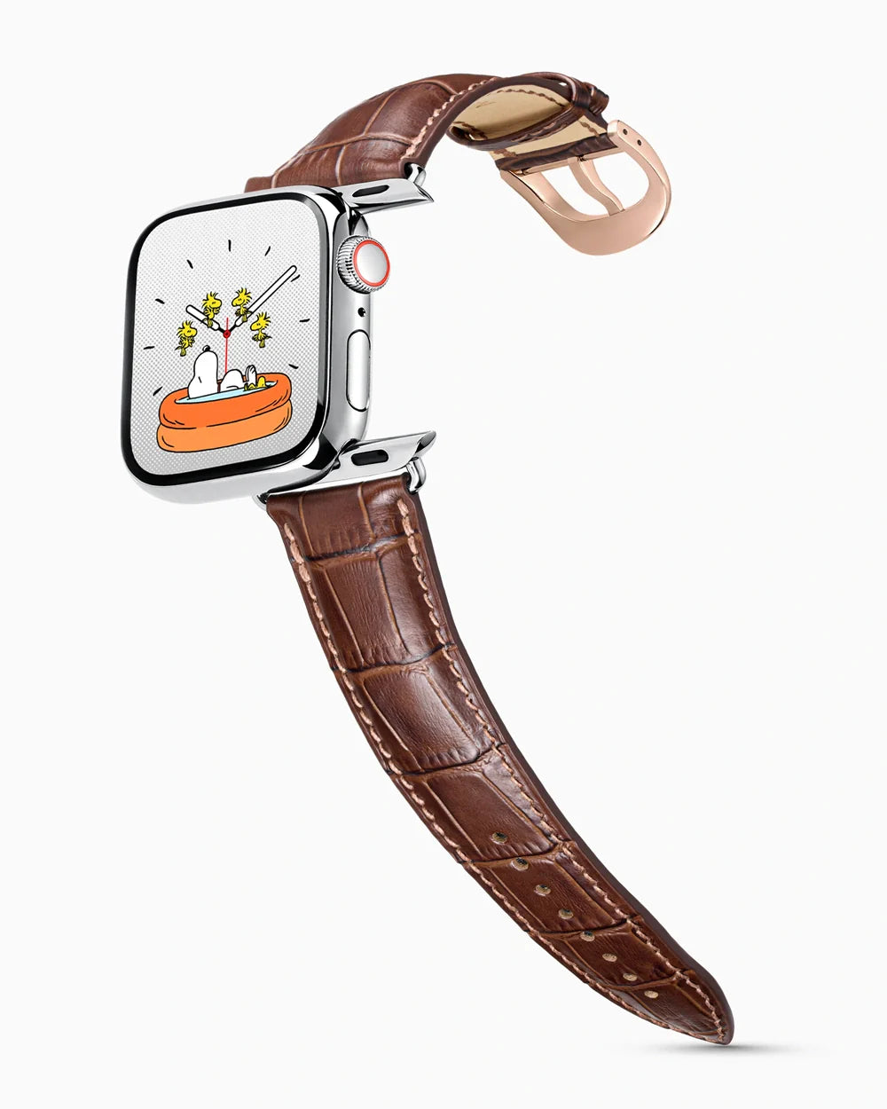 Caiman Series 3 luxury Apple Watch leather band on a Series 9 Apple Watch