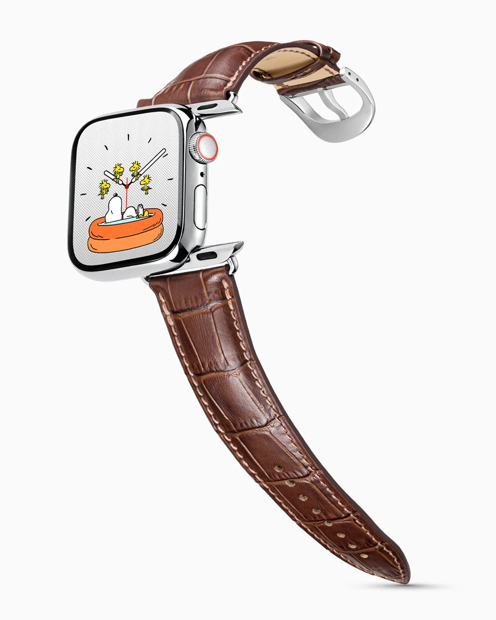 Caiman Series 3 luxury Apple Watch leather band on a Series 9 Apple Watch