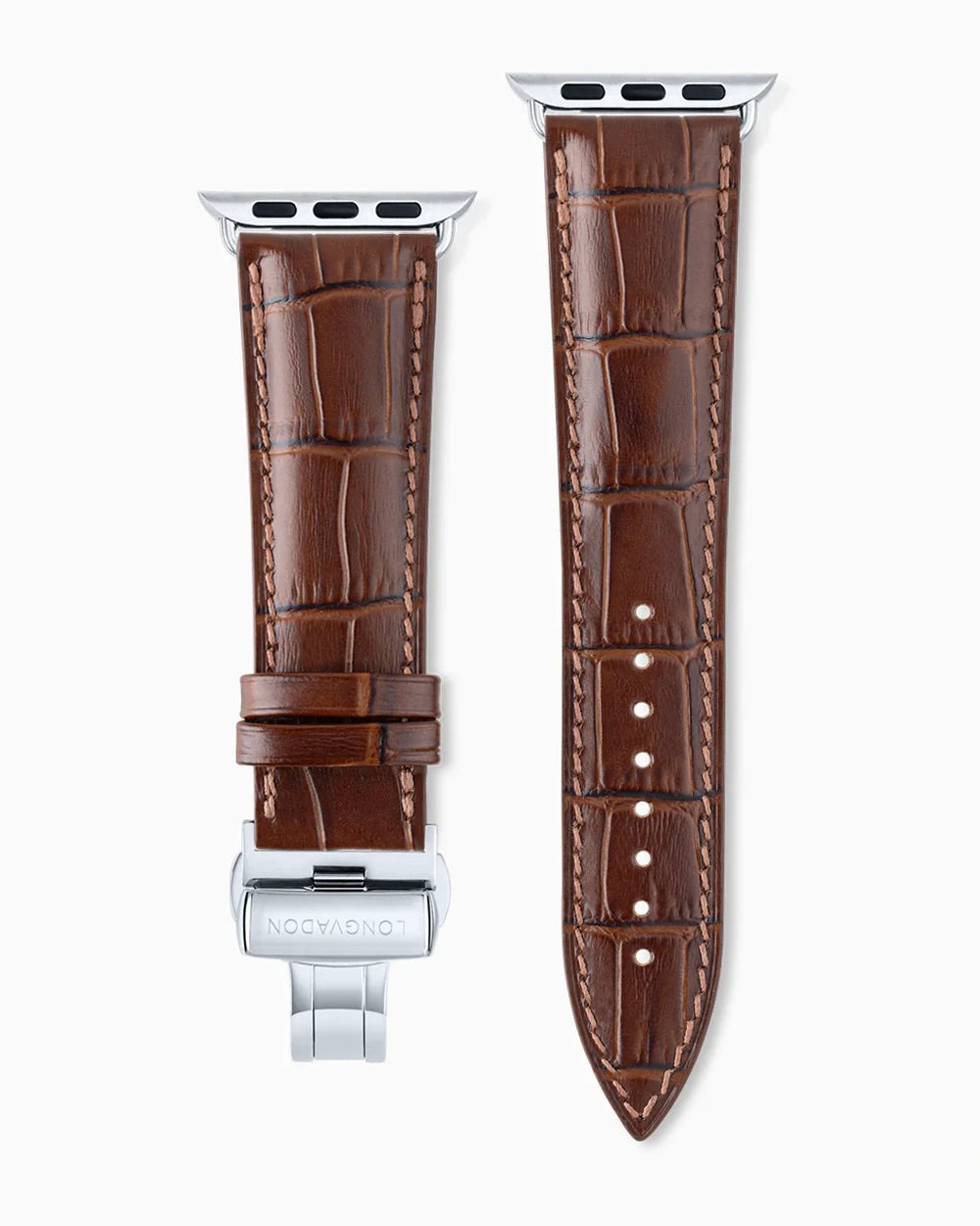 Caiman Series 3 luxury Apple Watch leather band straight from above