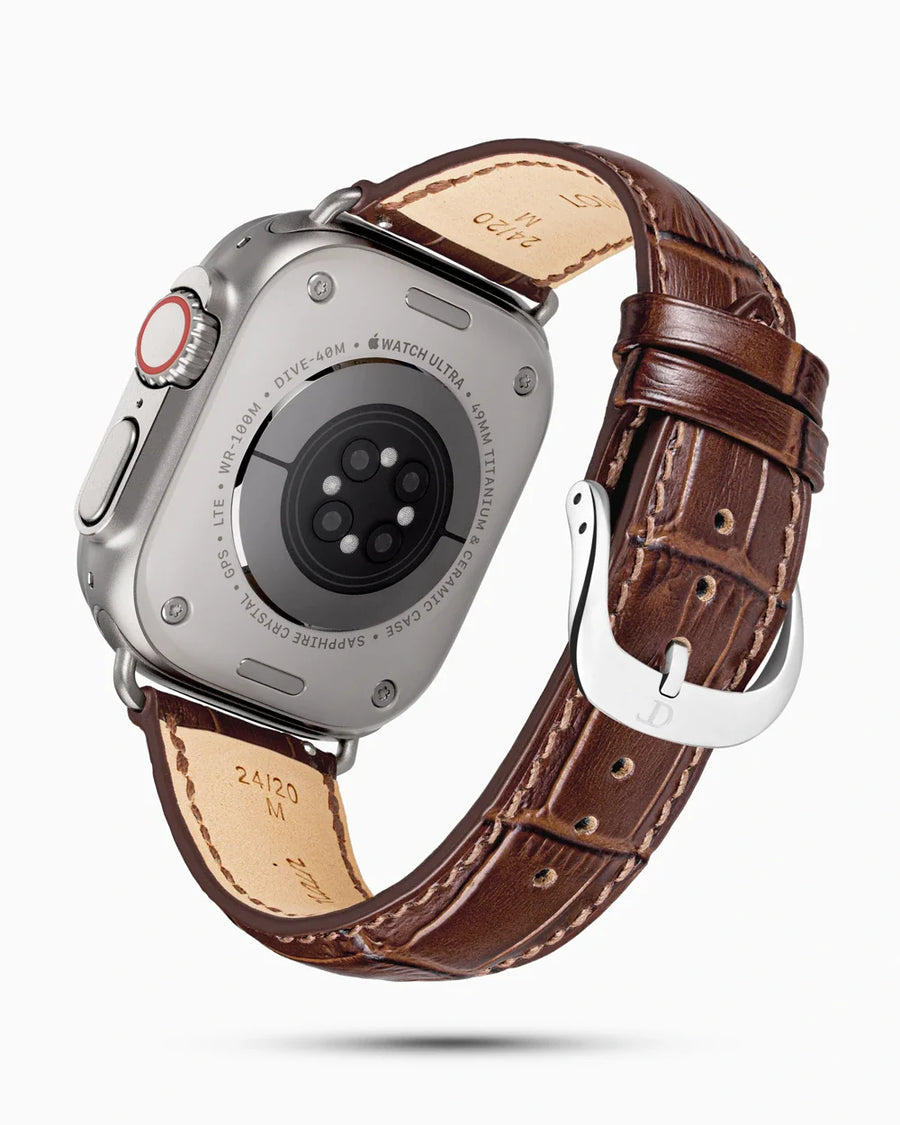 Caiman Series 3 luxury Apple Watch leather band circular image