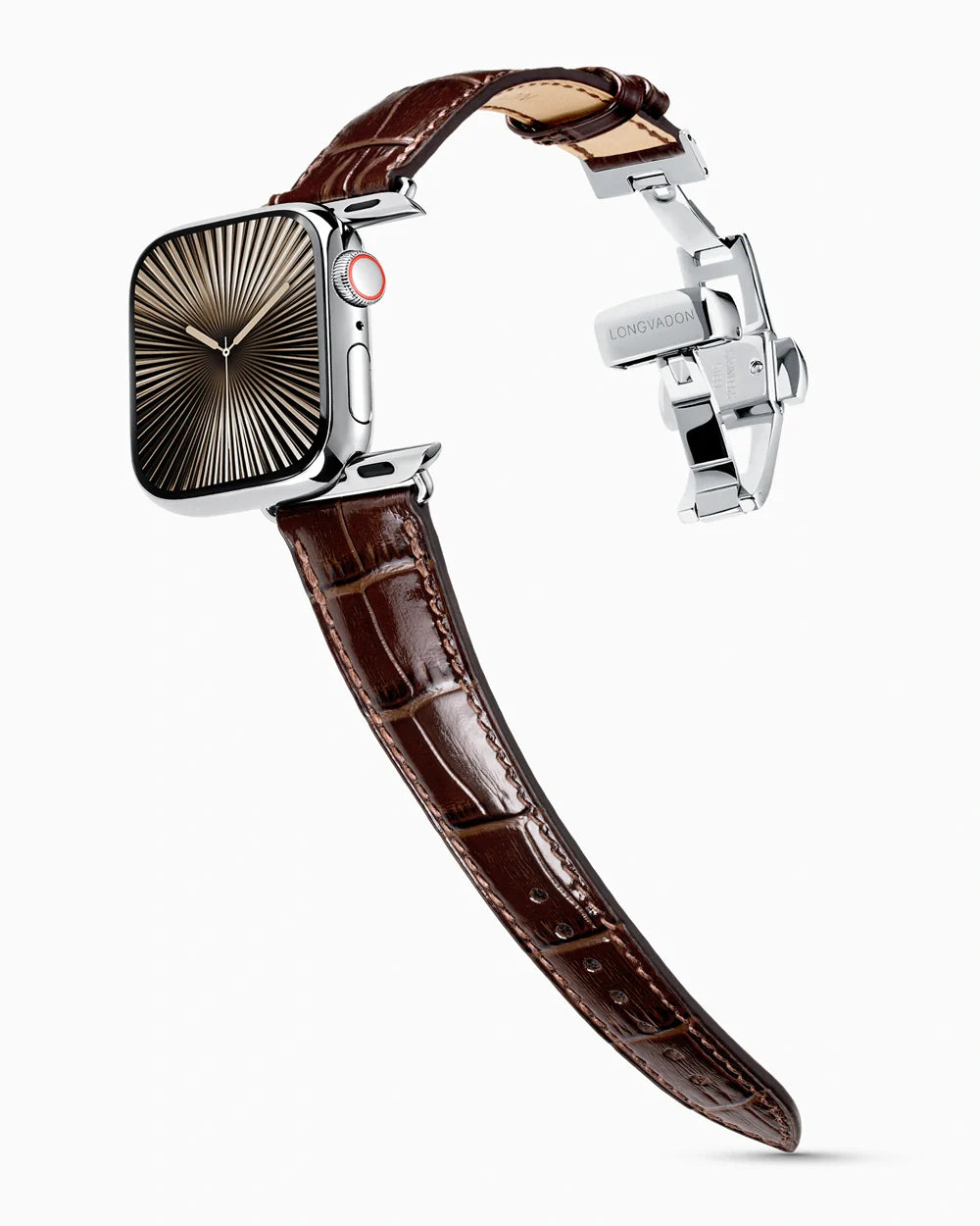 Caiman Series 3 luxury Apple Watch leather band on a Series 10 Apple Watch