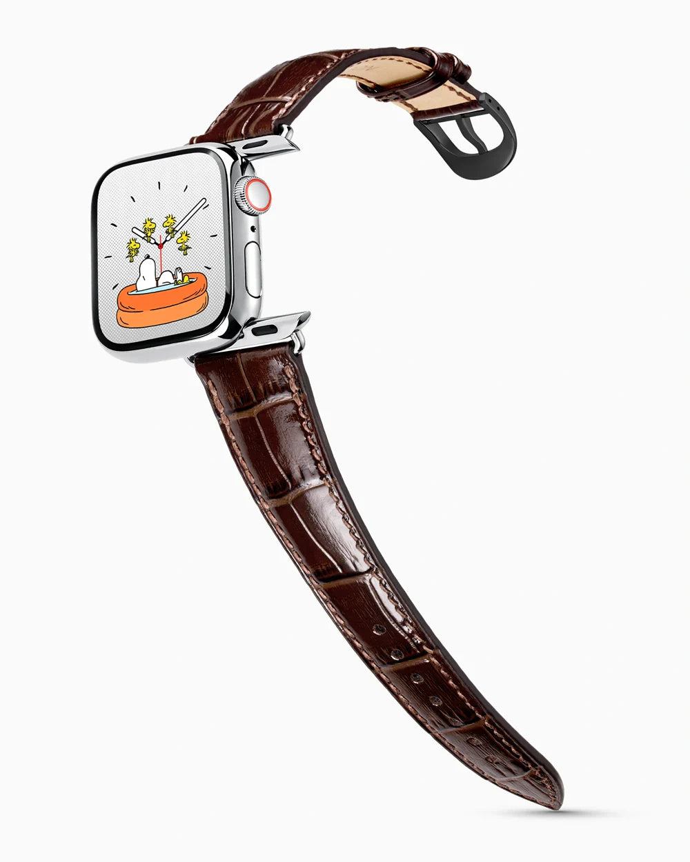 Caiman Series 3 luxury Apple Watch leather band on a Series 9 Apple Watch