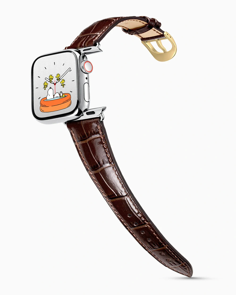 Caiman Series 3 luxury Apple Watch leather band on a Series 9 Apple Watch