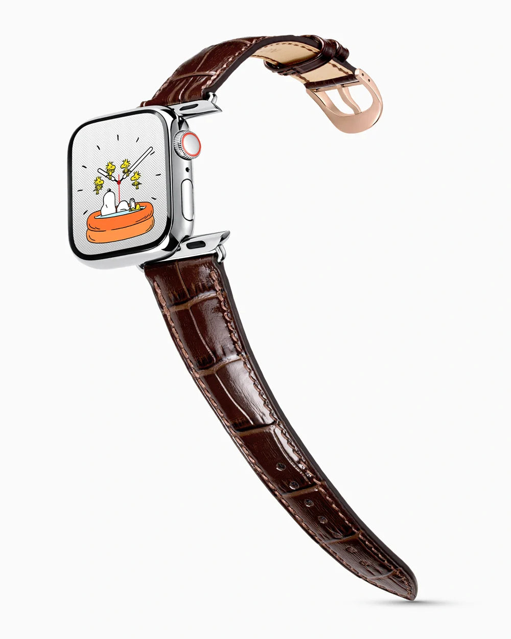 Caiman Series 3 luxury Apple Watch leather band on a Series 9 Apple Watch