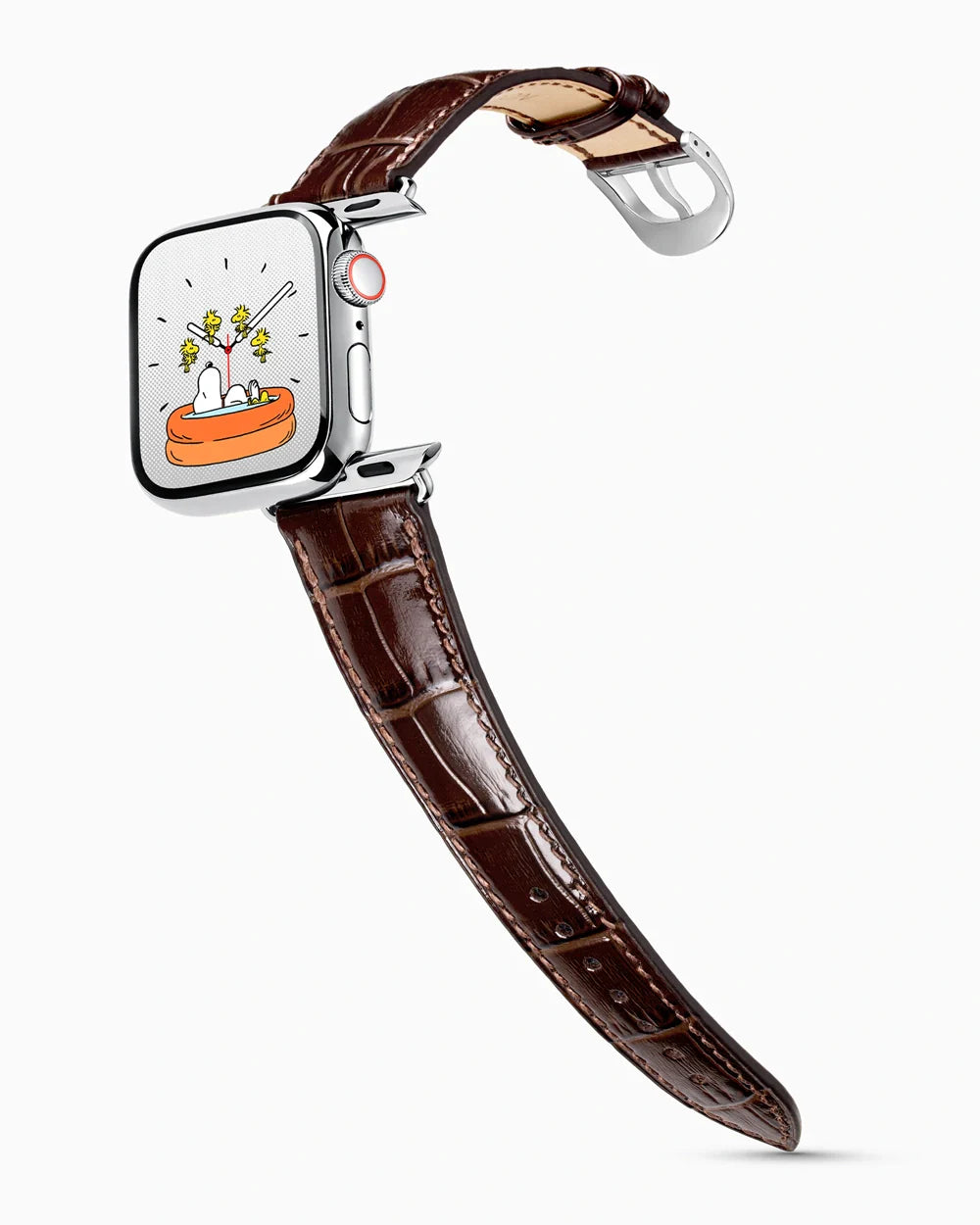 Caiman Series 3 luxury Apple Watch leather band on a Series 9 Apple Watch