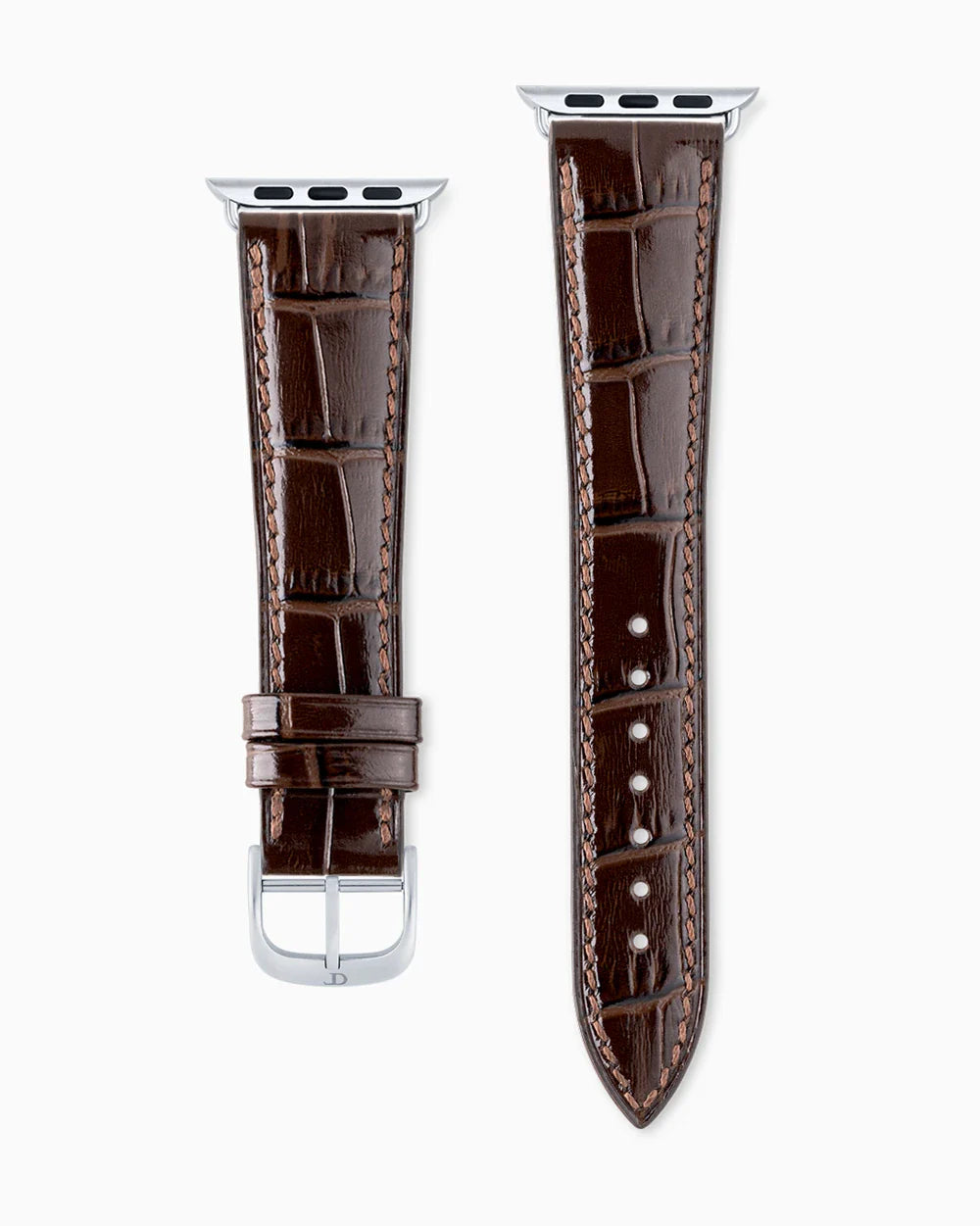 Caiman Series 3 luxury Apple Watch leather band straight from above