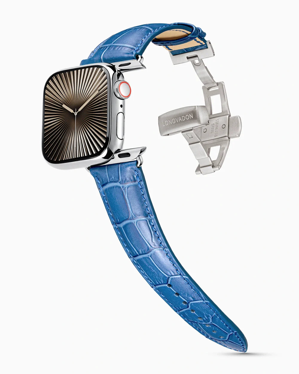 Caiman Series 3 luxury Apple Watch leather band on a Series 10 Apple Watch