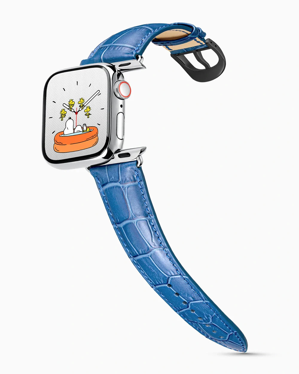 Caiman Series 3 luxury Apple Watch leather band on a Series 9 Apple Watch