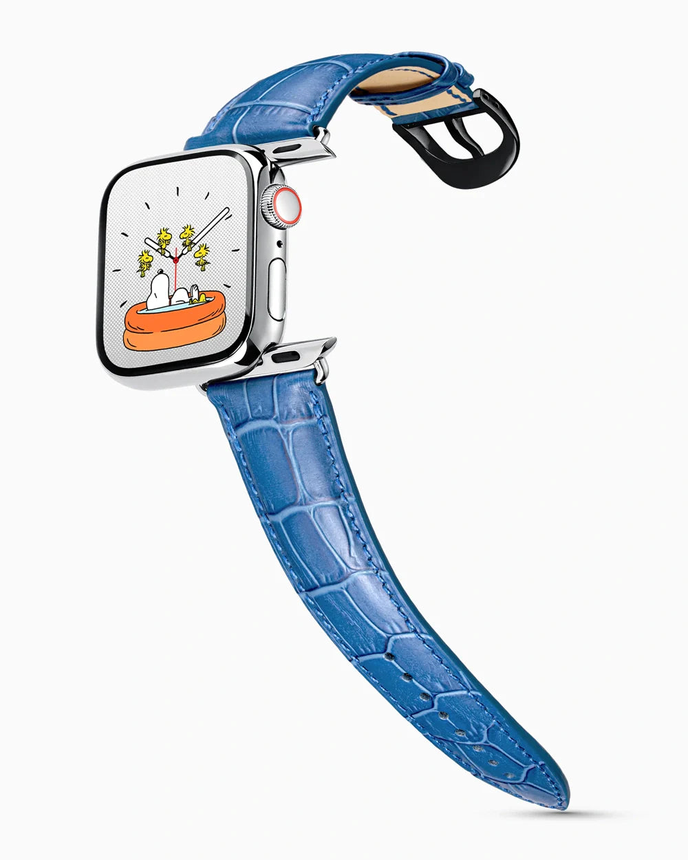 Caiman Series 3 luxury Apple Watch leather band on a Series 9 Apple Watch