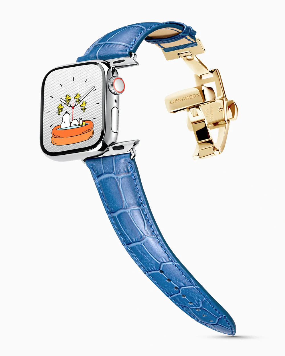 Caiman Series 3 luxury Apple Watch leather band on a Series 9 Apple Watch