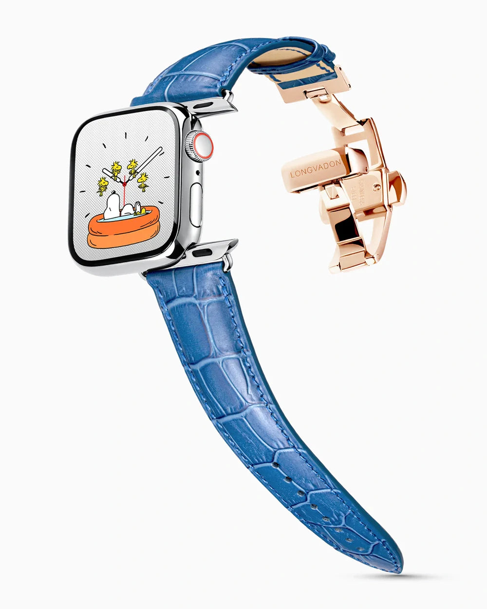 Caiman Series 3 luxury Apple Watch leather band on a Series 9 Apple Watch