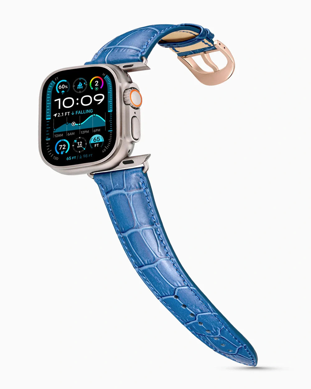 Caiman Series 3 luxury Apple Watch leather band on an Apple Watch Ultra