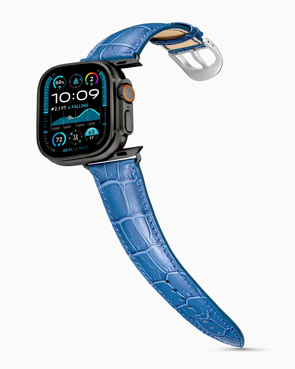 Caiman Series 3 luxury Apple Watch leather band on an Apple Watch Ultra