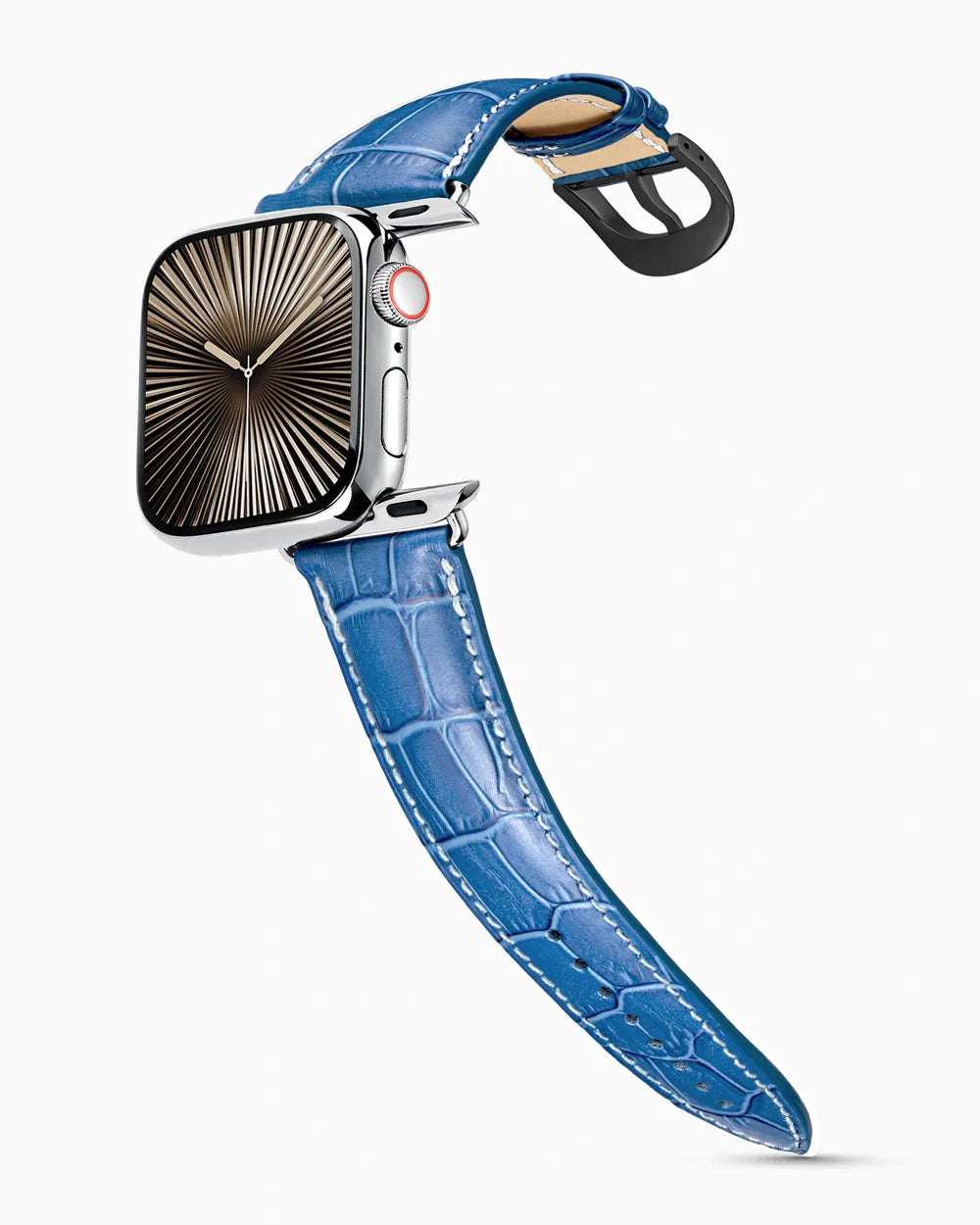 Caiman Series 3 luxury Apple Watch leather band on a Series 10 Apple Watch