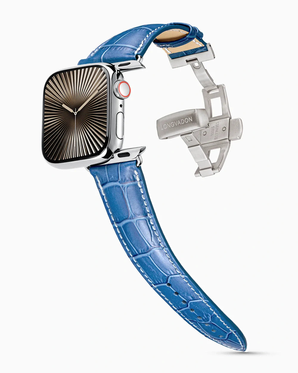 Caiman Series 3 luxury Apple Watch leather band on a Series 10 Apple Watch