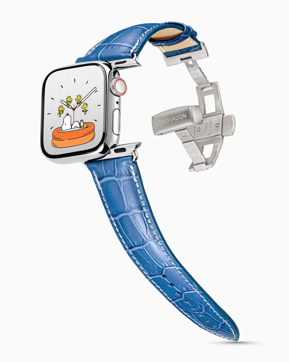 Caiman Series 3 luxury Apple Watch leather band on a Series 9 Apple Watch