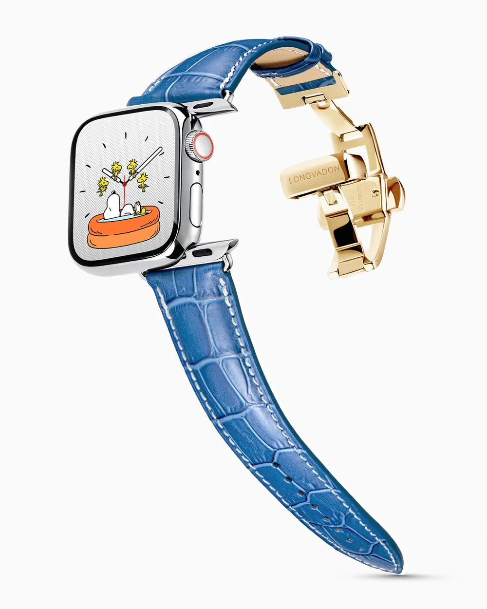 Caiman Series 3 luxury Apple Watch leather band on a Series 9 Apple Watch