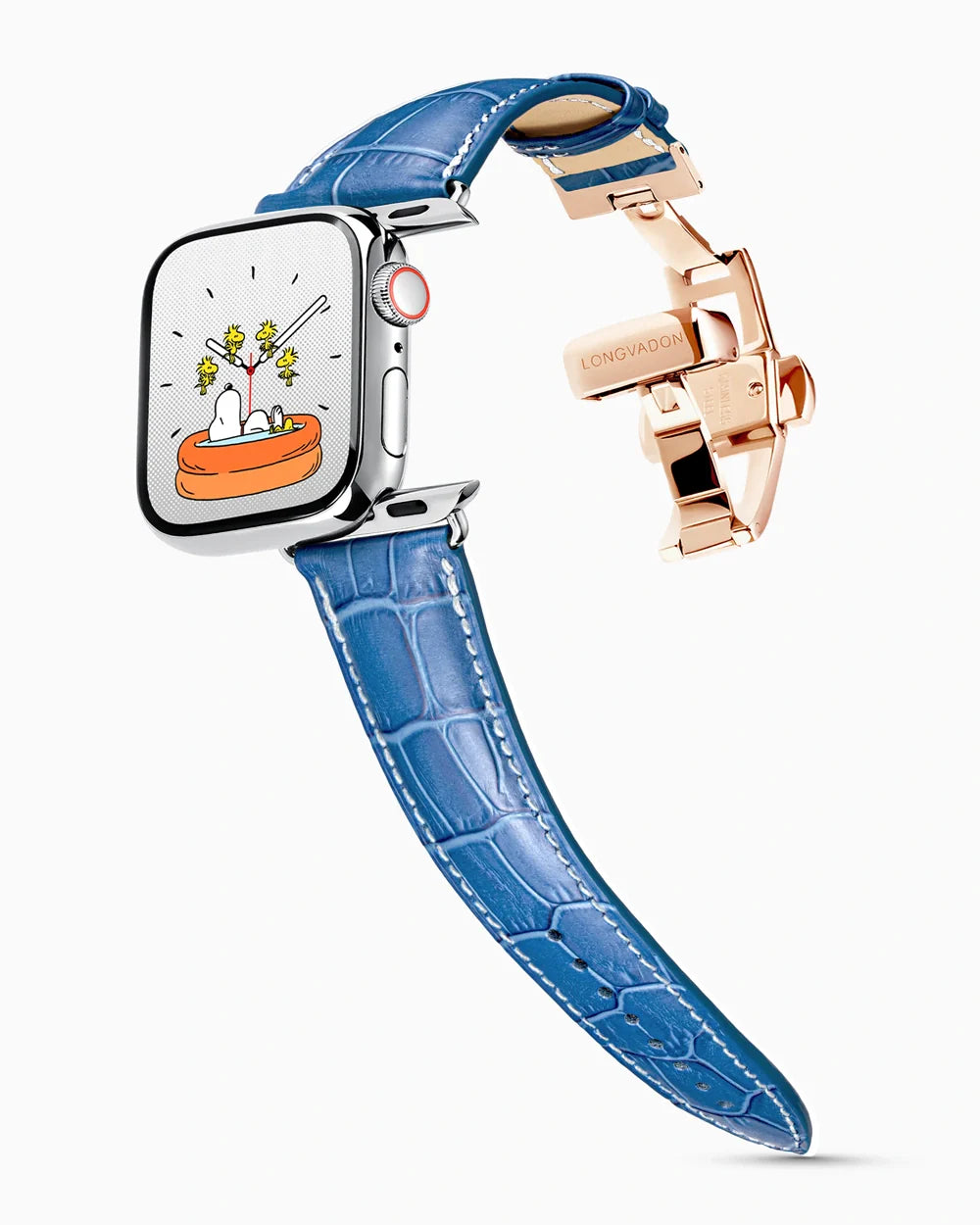 Caiman Series 3 luxury Apple Watch leather band on a Series 9 Apple Watch