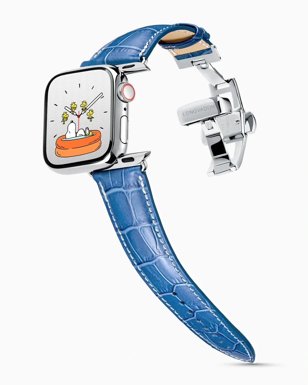 Caiman Series 3 luxury Apple Watch leather band on a Series 9 Apple Watch