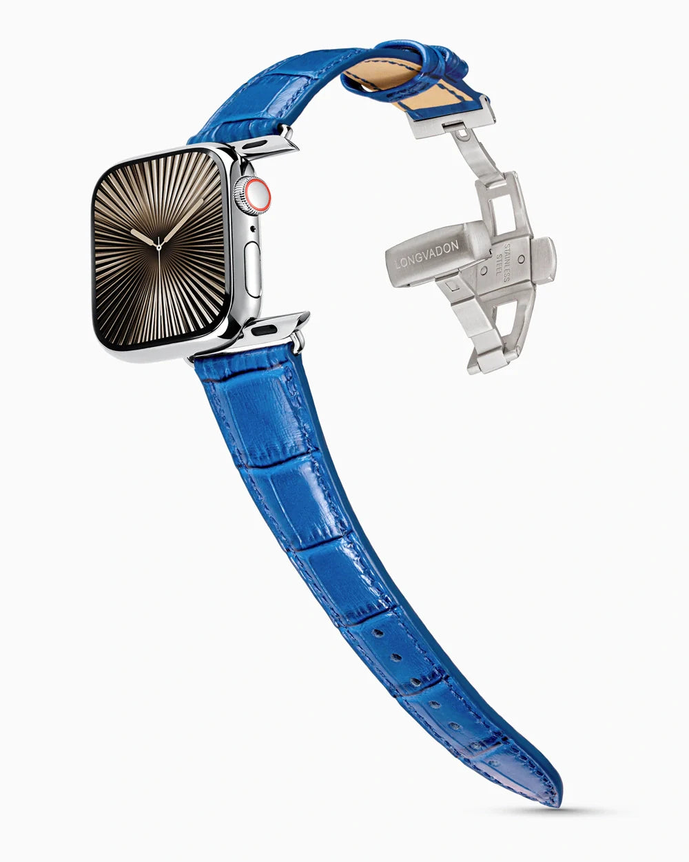 Caiman Series 3 luxury Apple Watch leather band on a Series 10 Apple Watch