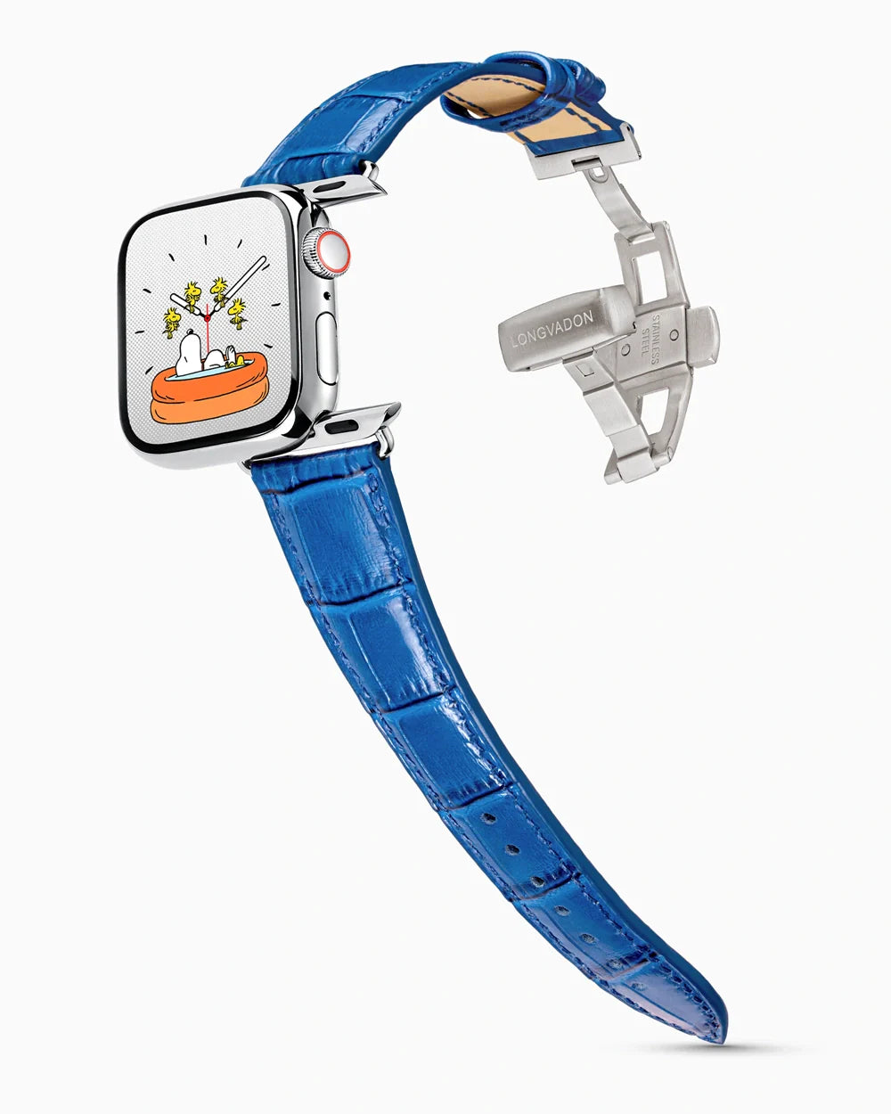 Caiman Series 3 luxury Apple Watch leather band on a Series 9 Apple Watch