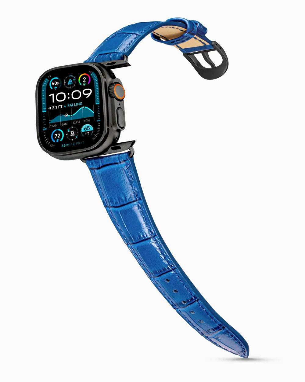 Caiman Series 3 luxury Apple Watch leather band on an Apple Watch Ultra