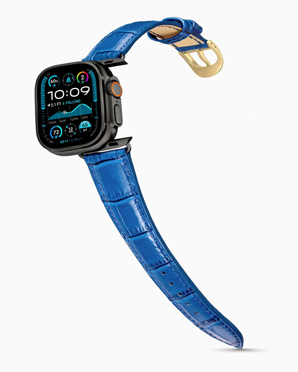 Caiman Series 3 luxury Apple Watch leather band on an Apple Watch Ultra