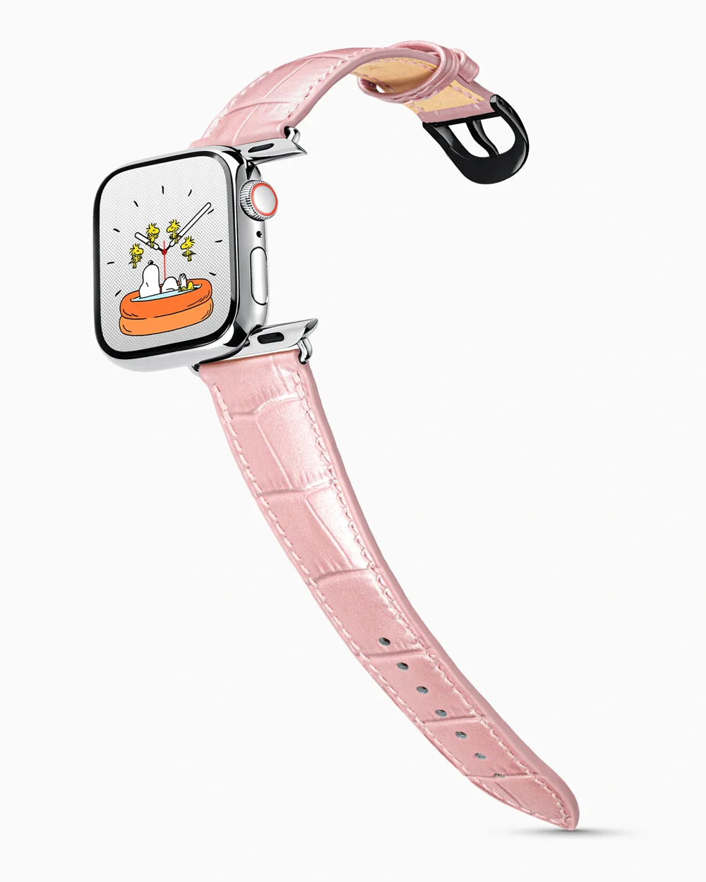 Caiman Series 3 luxury Apple Watch leather band on a Series 9 Apple Watch