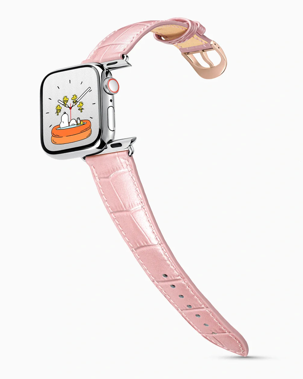 Caiman Series 3 luxury Apple Watch leather band on a Series 9 Apple Watch