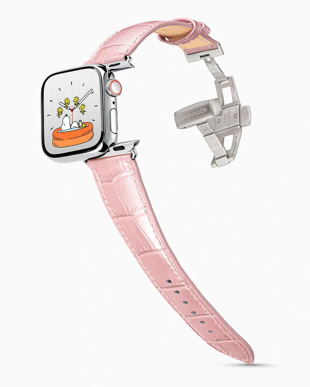 Caiman Series 3 luxury Apple Watch leather band on a Series 9 Apple Watch