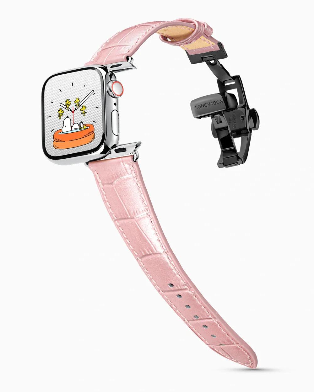 Caiman Series 3 luxury Apple Watch leather band on a Series 9 Apple Watch