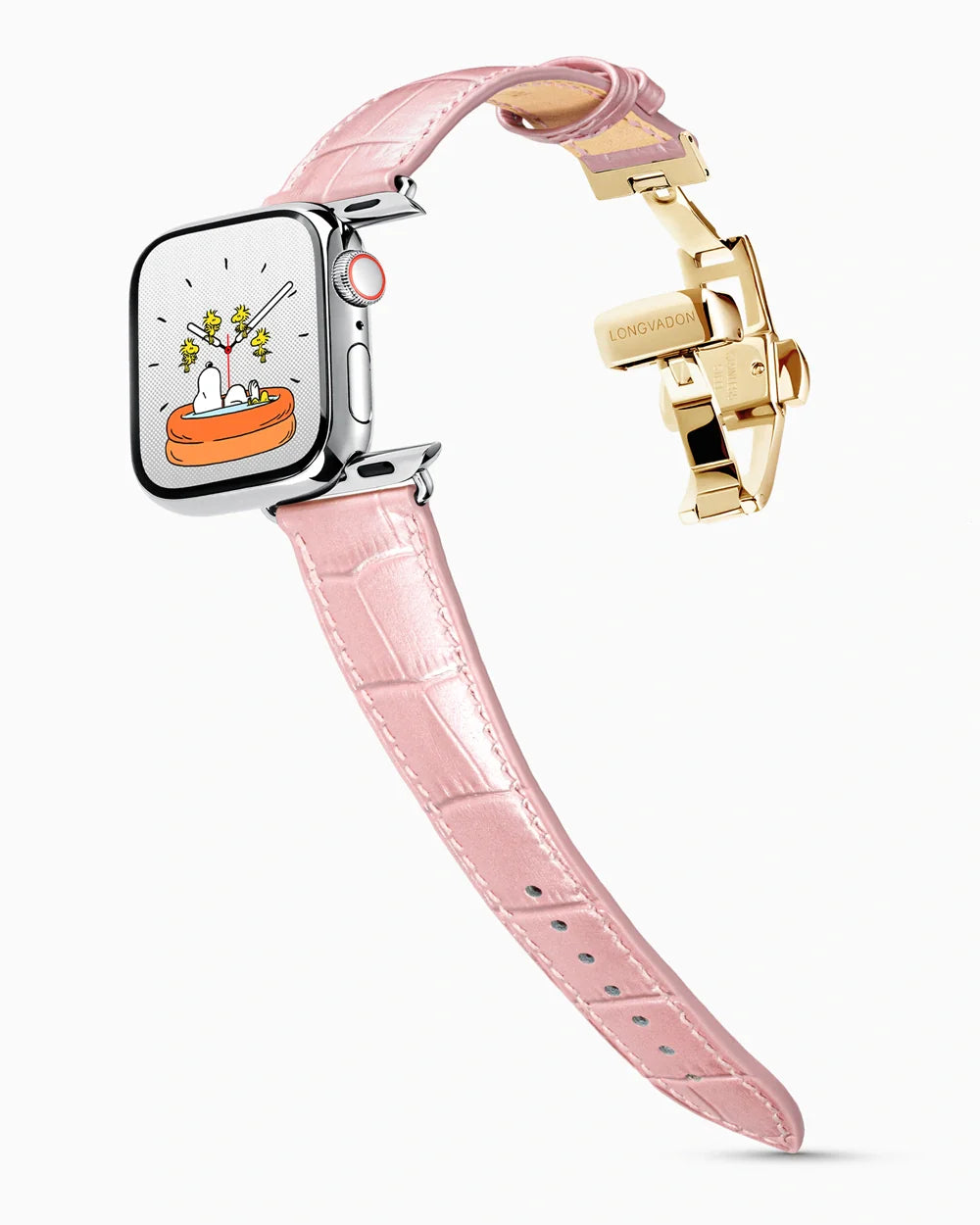 Caiman Series 3 luxury Apple Watch leather band on a Series 9 Apple Watch