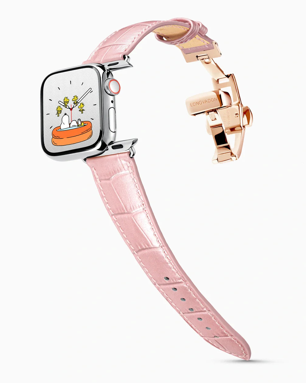 Caiman Series 3 luxury Apple Watch leather band on a Series 9 Apple Watch