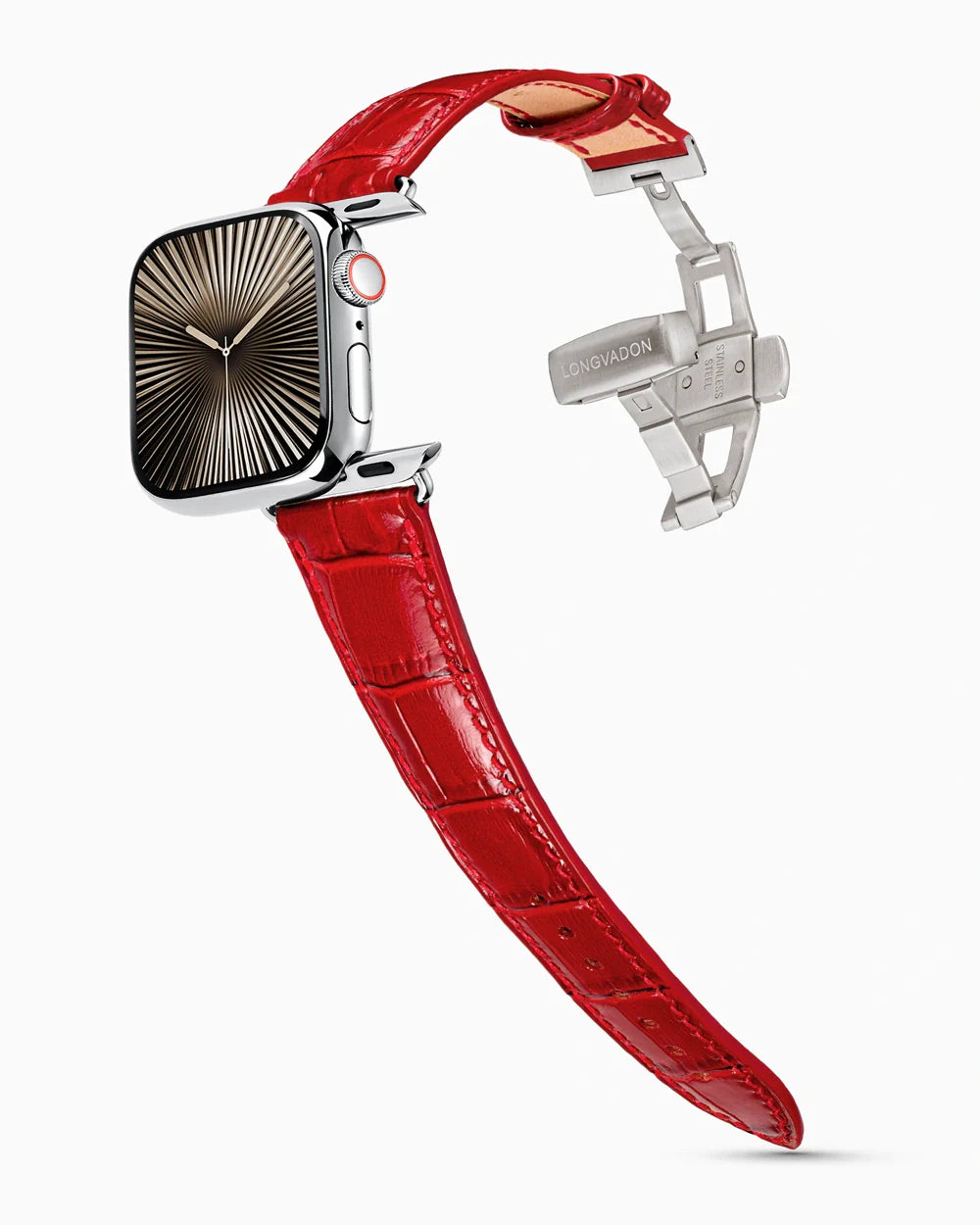 Caiman Series 3 luxury Apple Watch leather band on a Series 10 Apple Watch