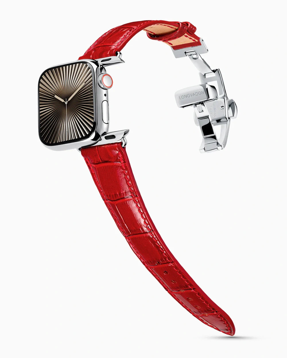 Caiman Series 3 luxury Apple Watch leather band on a Series 10 Apple Watch