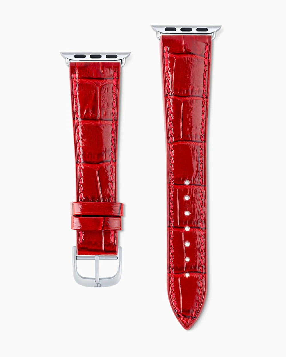 Caiman Series 3 luxury Apple Watch leather band straight from above