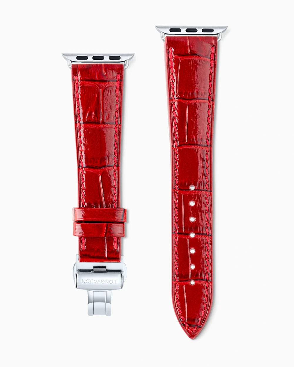 Caiman Series 3 luxury Apple Watch leather band straight from above