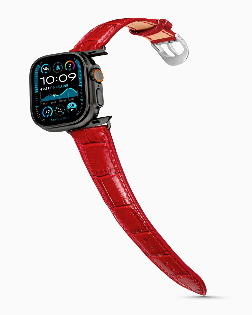 Caiman Series 3 luxury Apple Watch leather band on an Apple Watch Ultra