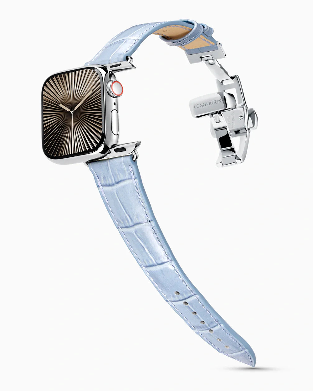 Caiman Series 3 luxury Apple Watch leather band on a Series 10 Apple Watch